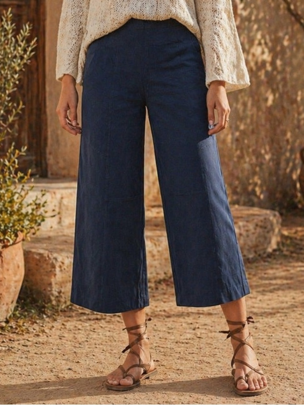 Habitat Flood Pant -  Navy Wide-Leg Cropped Pants